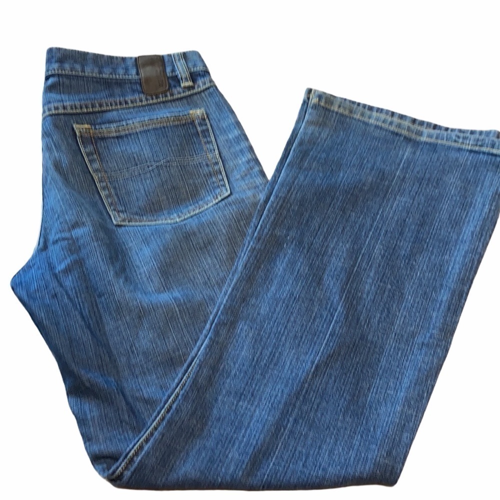 Denim laboratory flare leg Jean